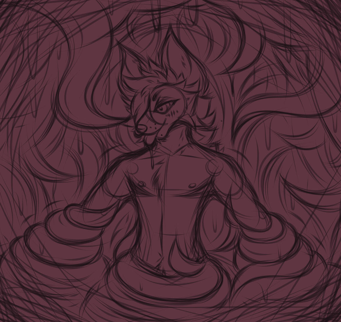 Sketchy/Messy Halfbody (No colour/shading)